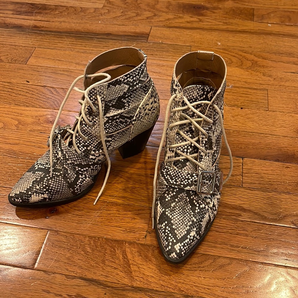 Snake print booties